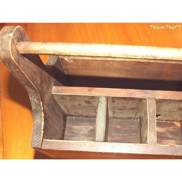 Hand Painted Strawberries Wood Caddy Box Garden Primitive Country Style Divided - Picture 8 of 8